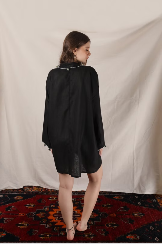 Pure Adalya Kaftan Short Black-Ecru
