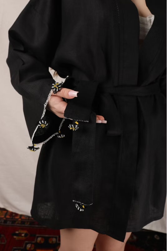 Pure Adalya Kaftan Short Black-Ecru