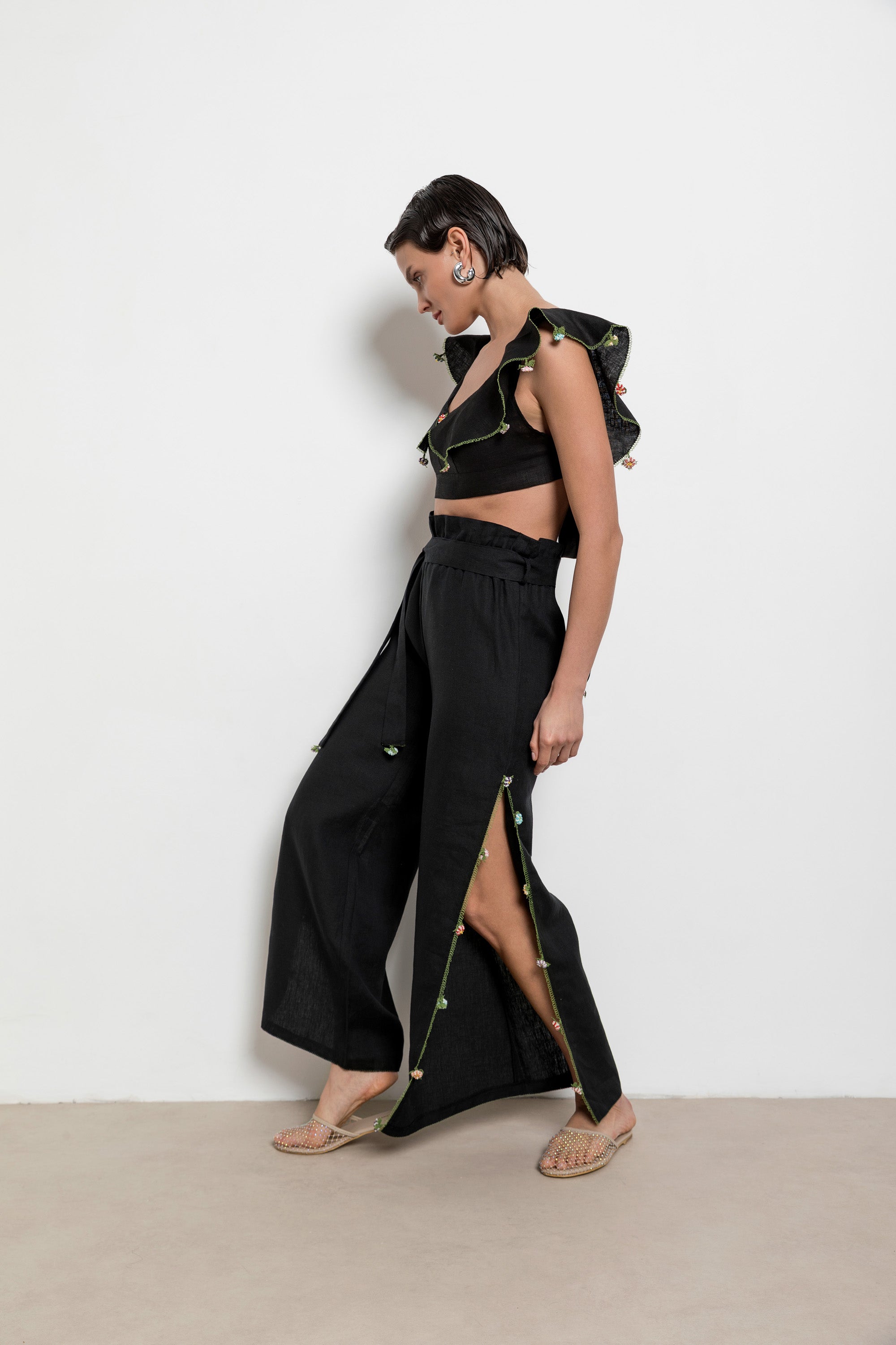 Adalya Crop Top Black-Ecru