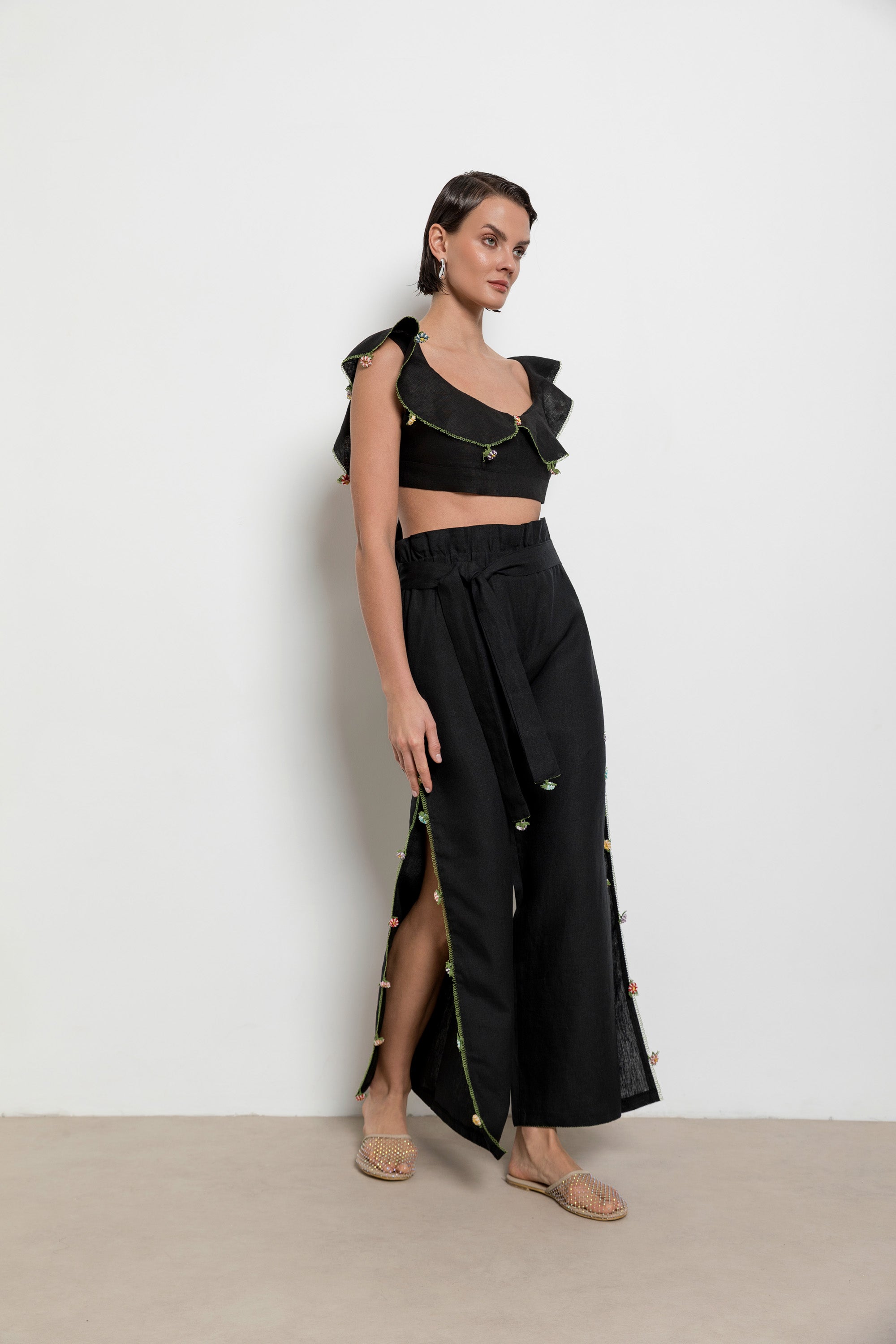 Adalya Crop Top Black-Ecru