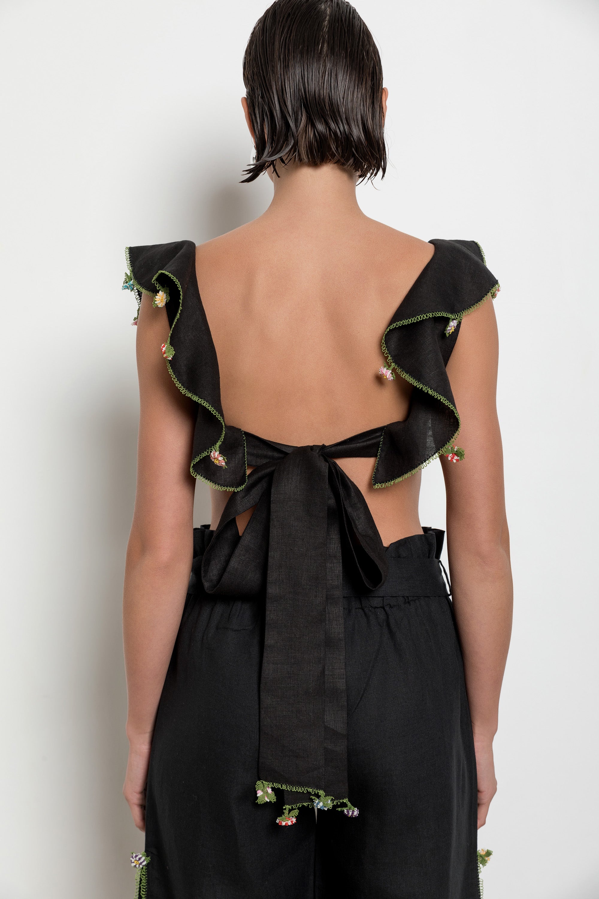Adalya Crop Top Black-Ecru