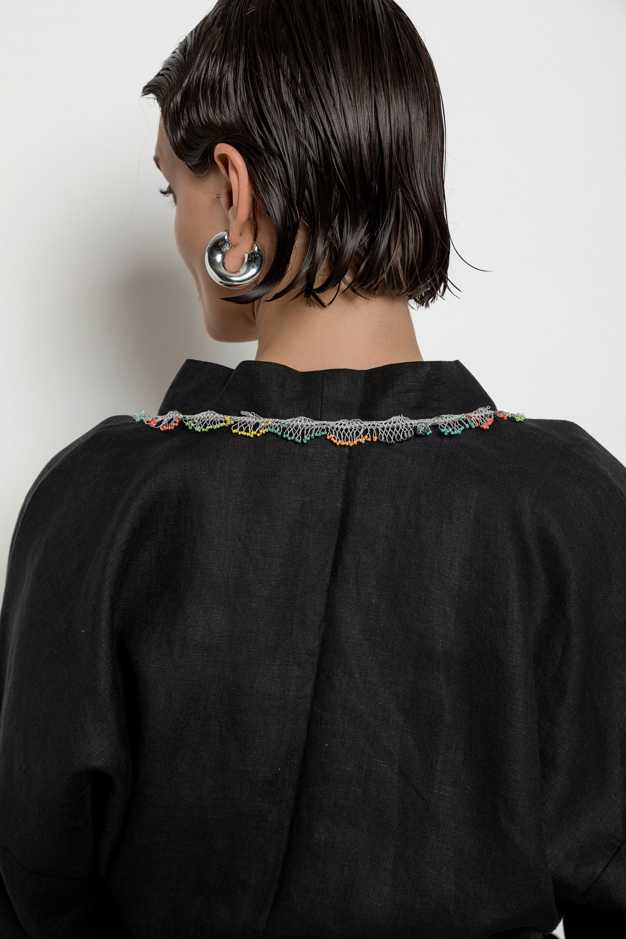 Fan Kaftan Long Black-White