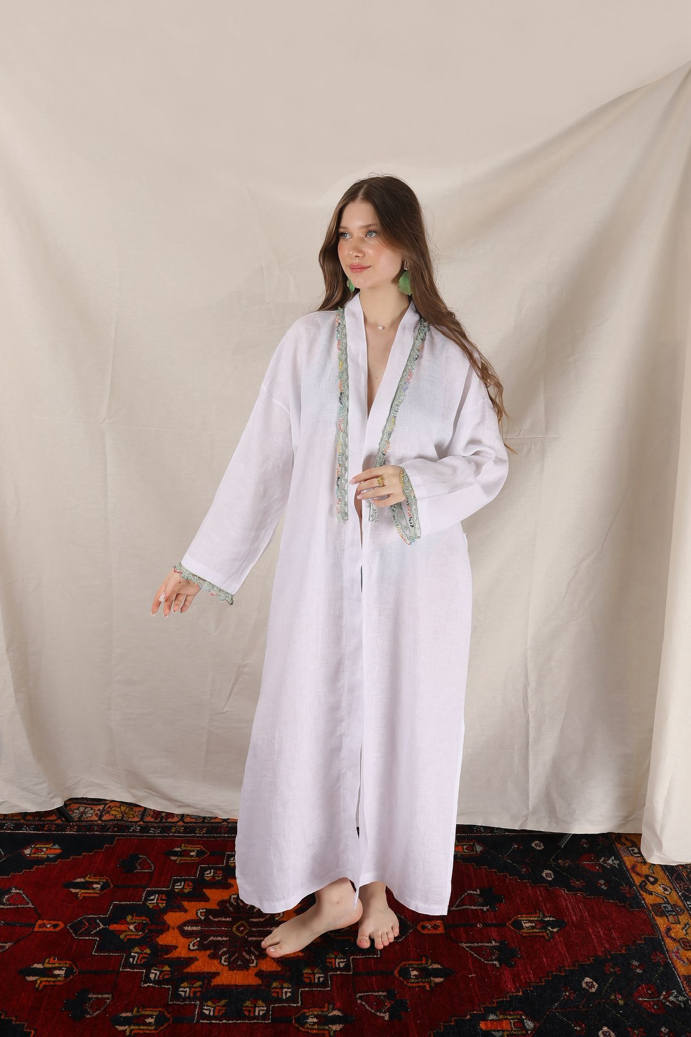 Fan Kaftan Long Black-White