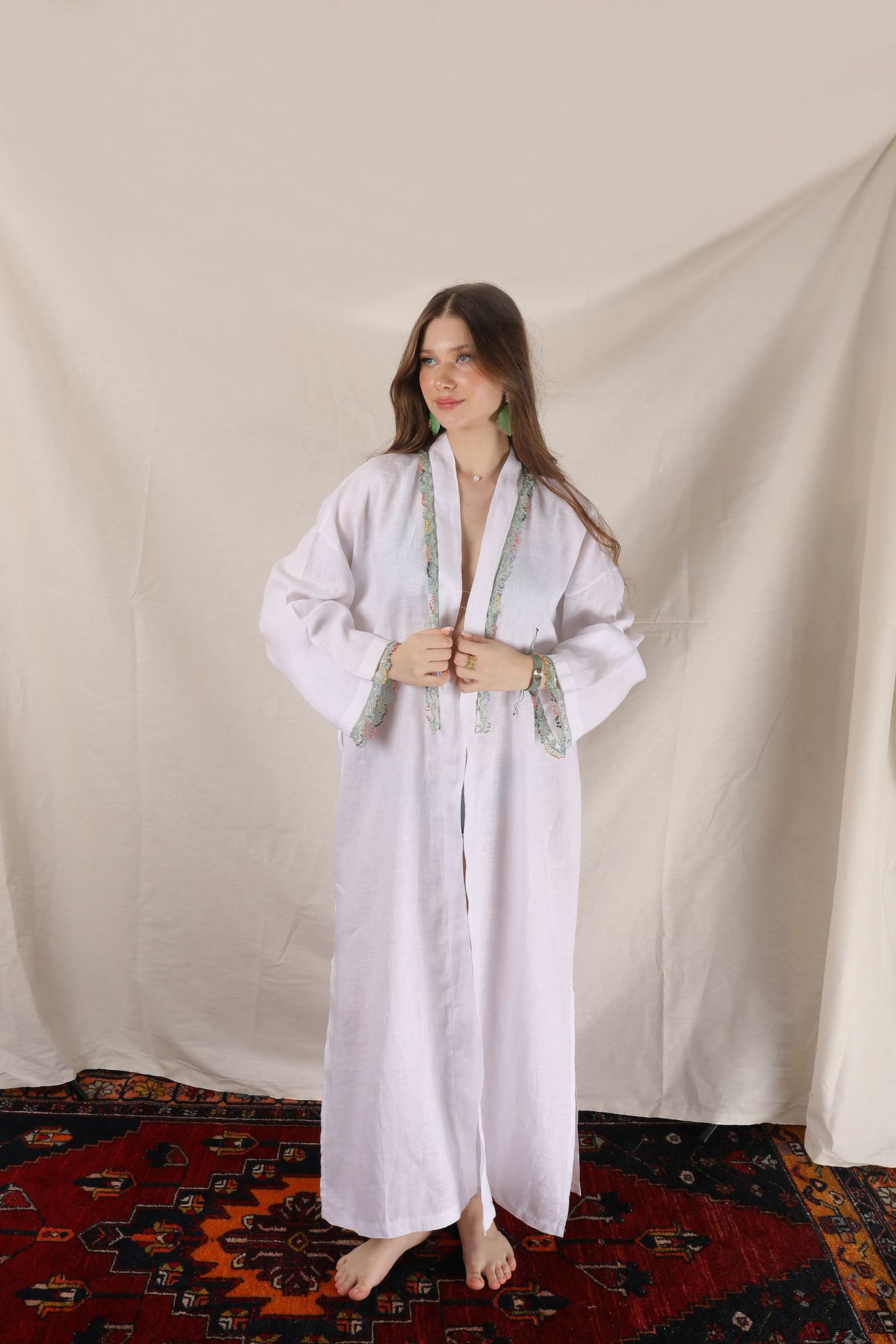 Fan Kaftan Long Black-White