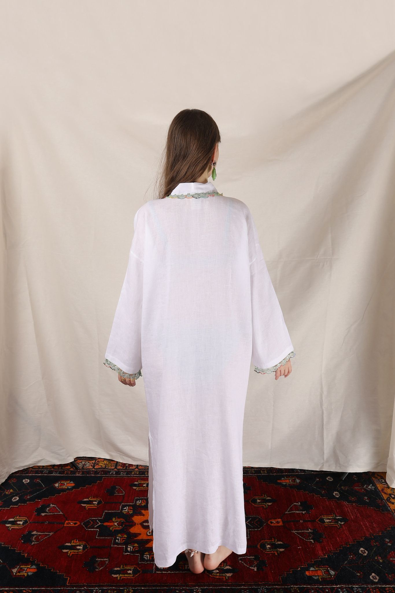 Fan Kaftan Long Black-White