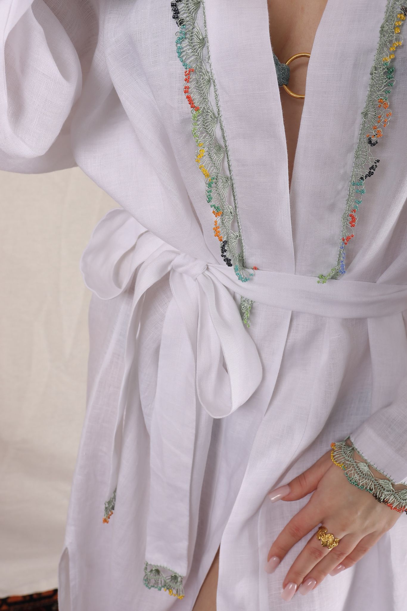Fan Kaftan Long Black-White
