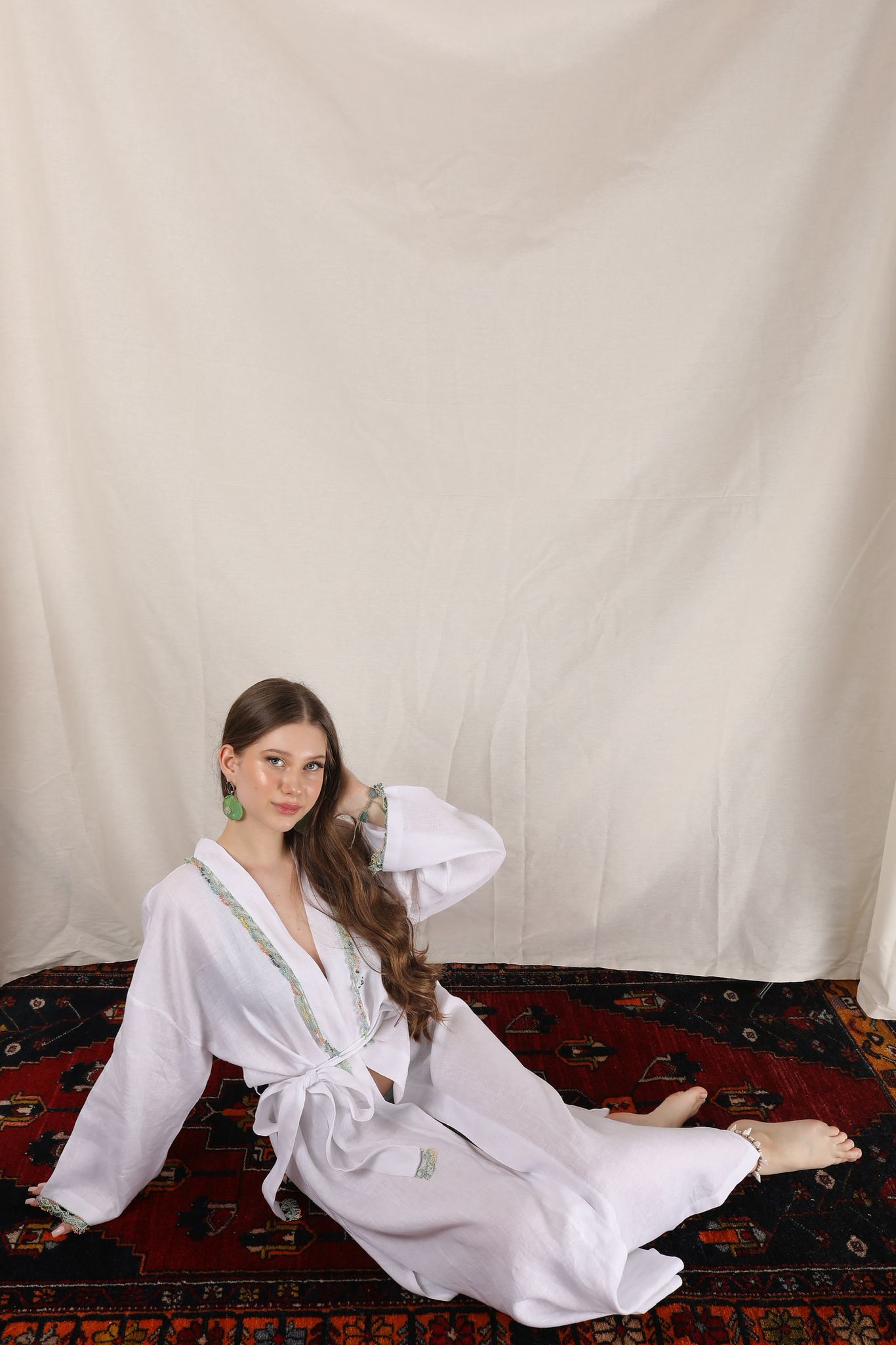 Fan Kaftan Long Black-White