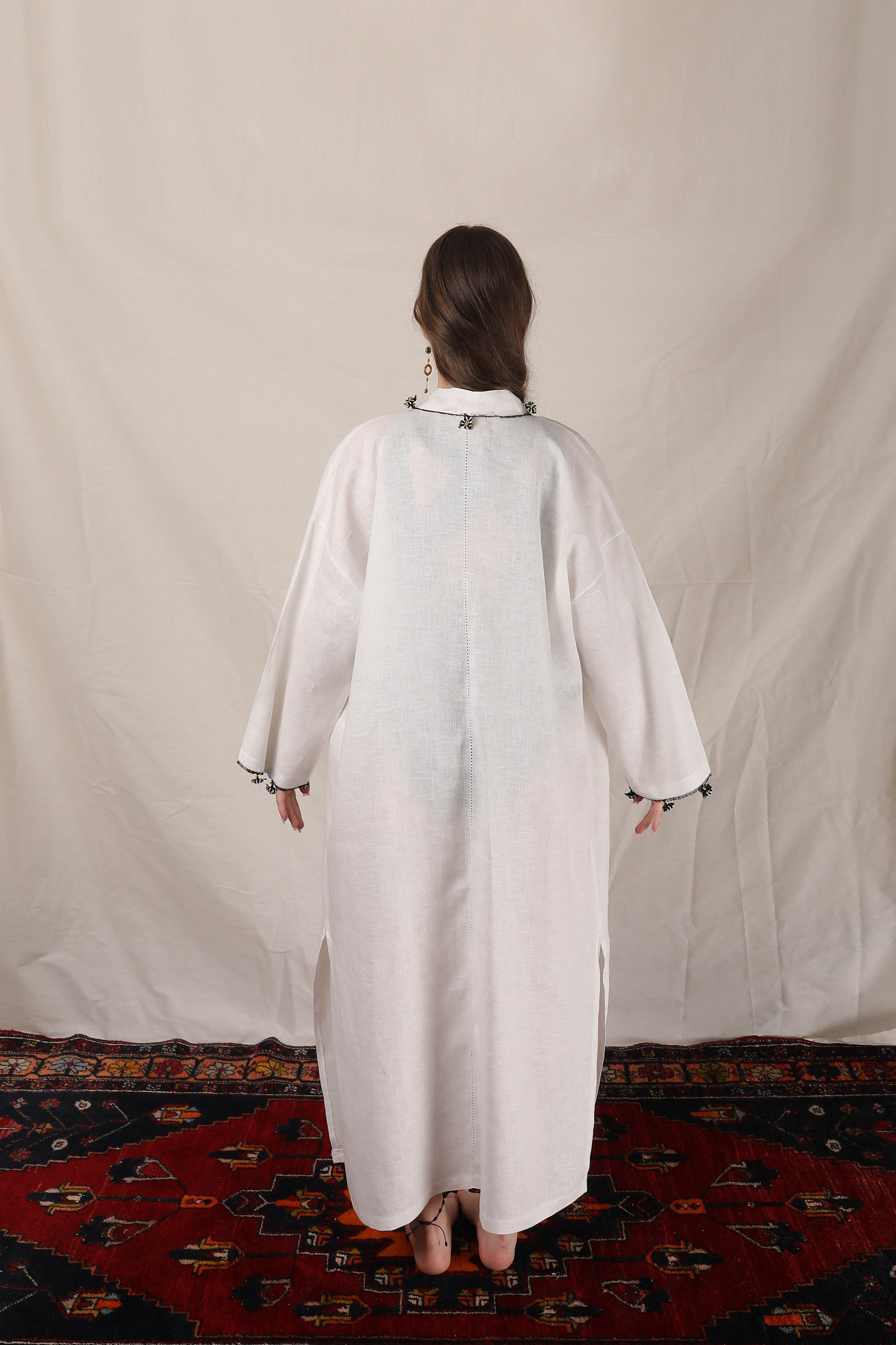 Pure Adalya Kaftan Long Ecru-Black