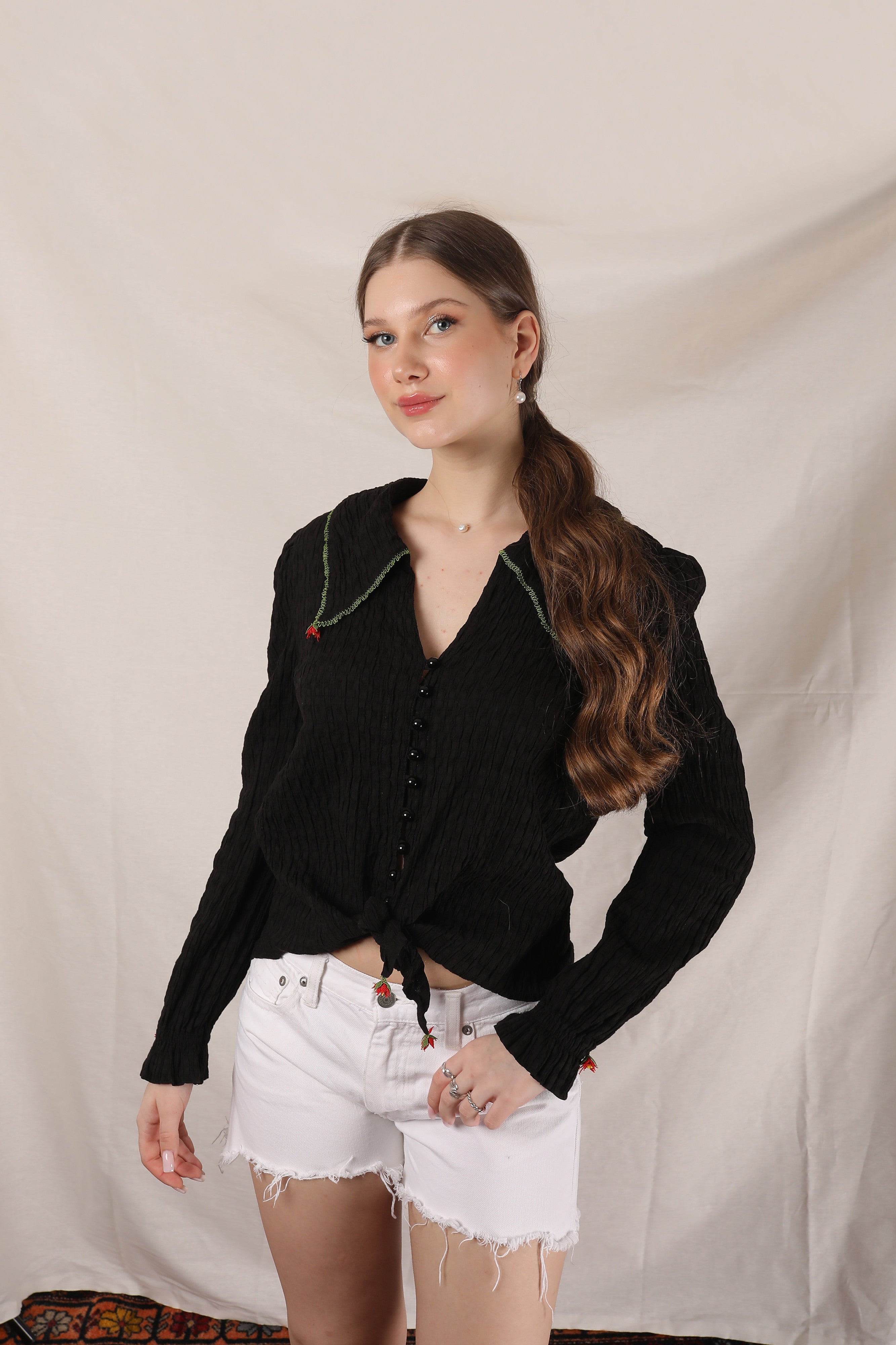 Ata Shirt Ecru-Black