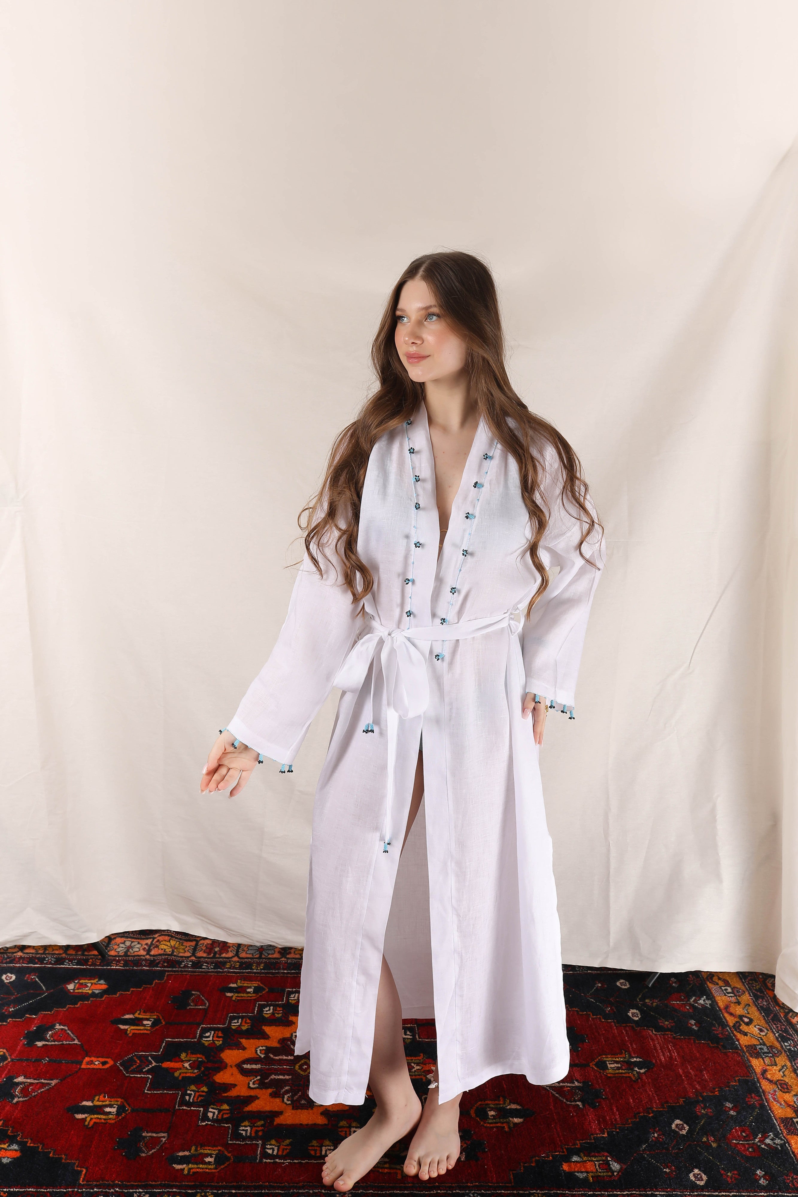 Hyacinth Long Kaftan Black and White