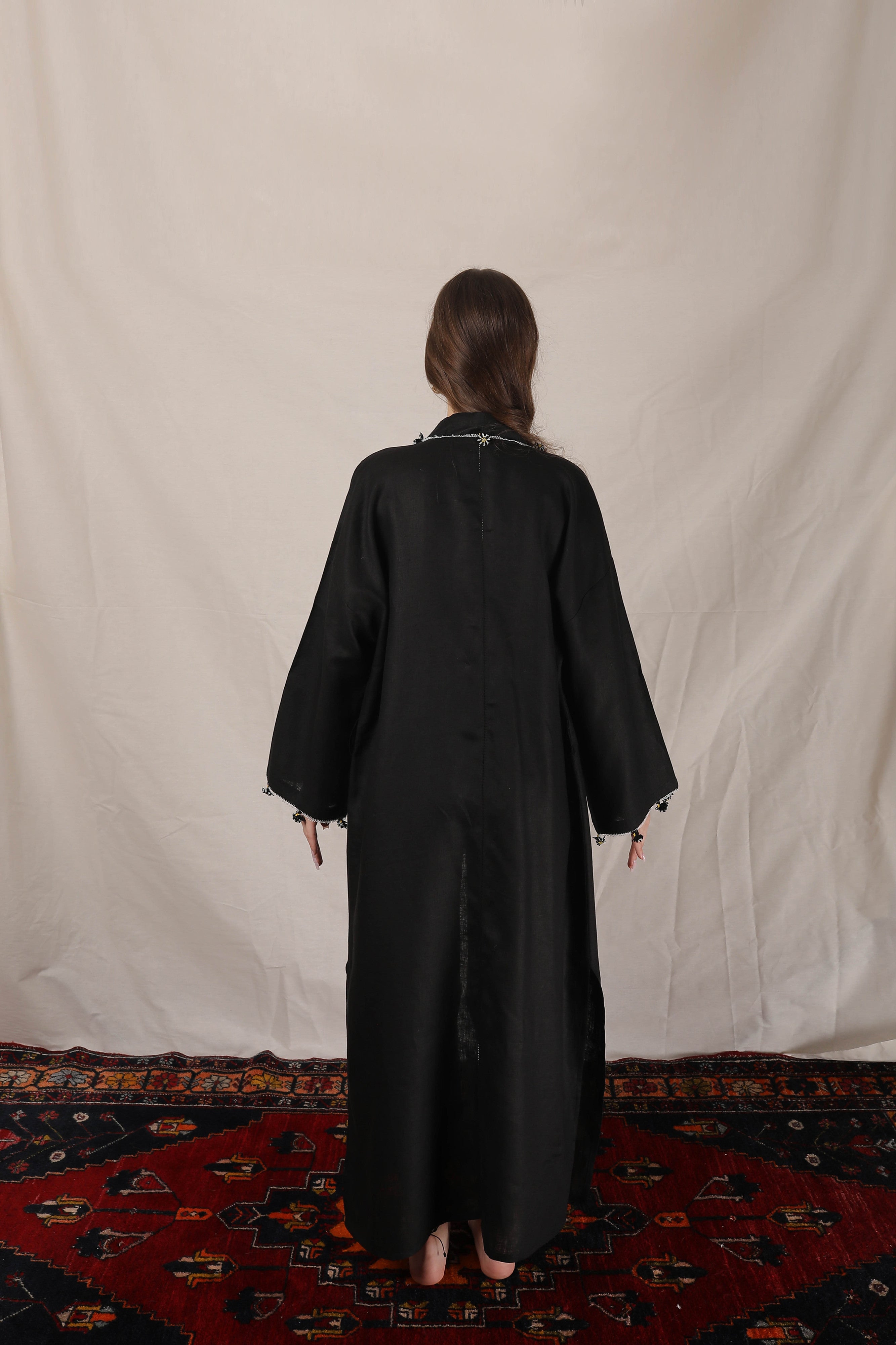 Pure Adalya Kaftan Long Ecru-Black