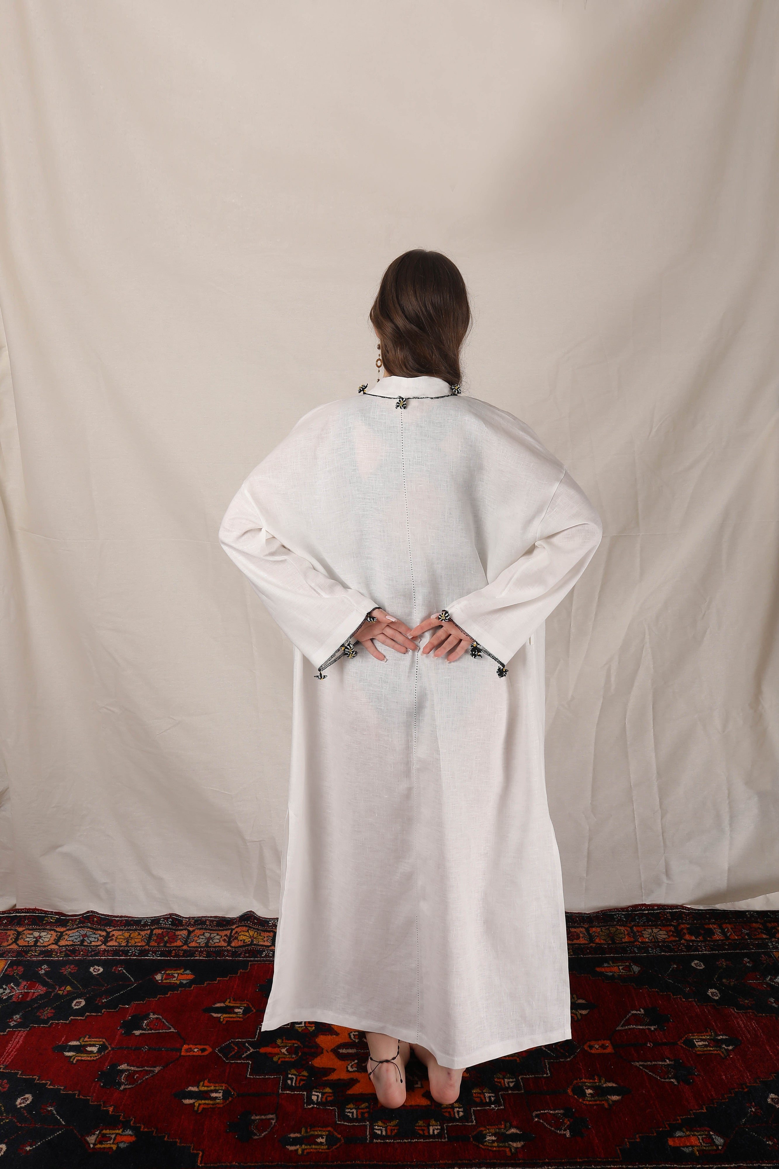 Pure Adalya Kaftan Long Ecru-Black