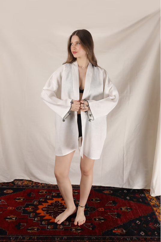 Pure Adalya Kaftan Short Black-Ecru