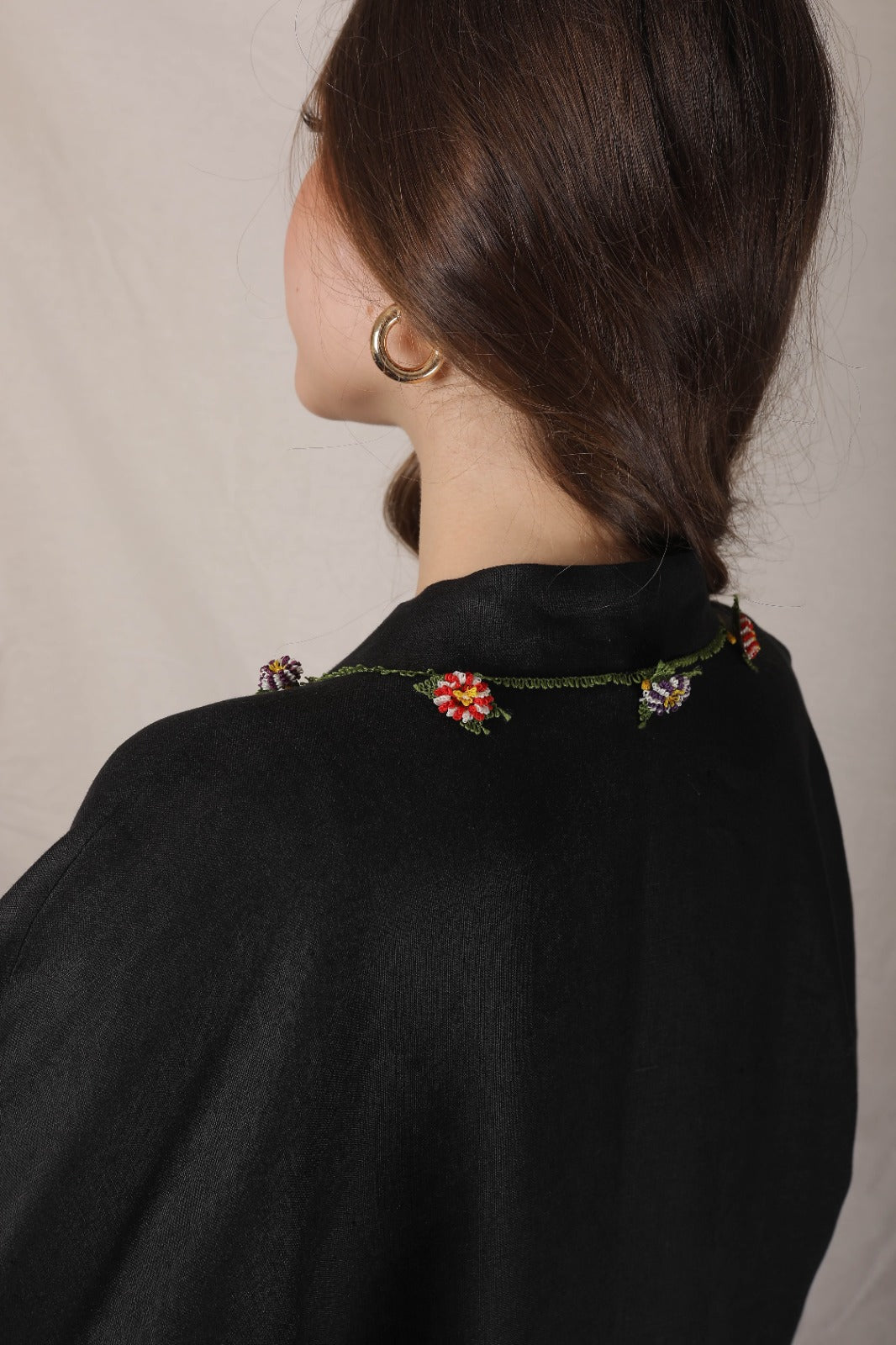 Adalya Kaftan Long White-Black