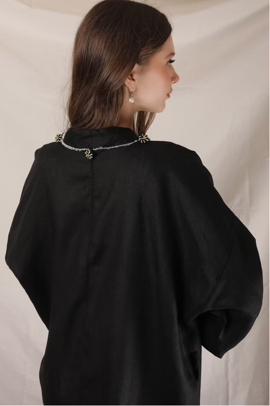 Pure Adalya Kaftan Short Black-Ecru