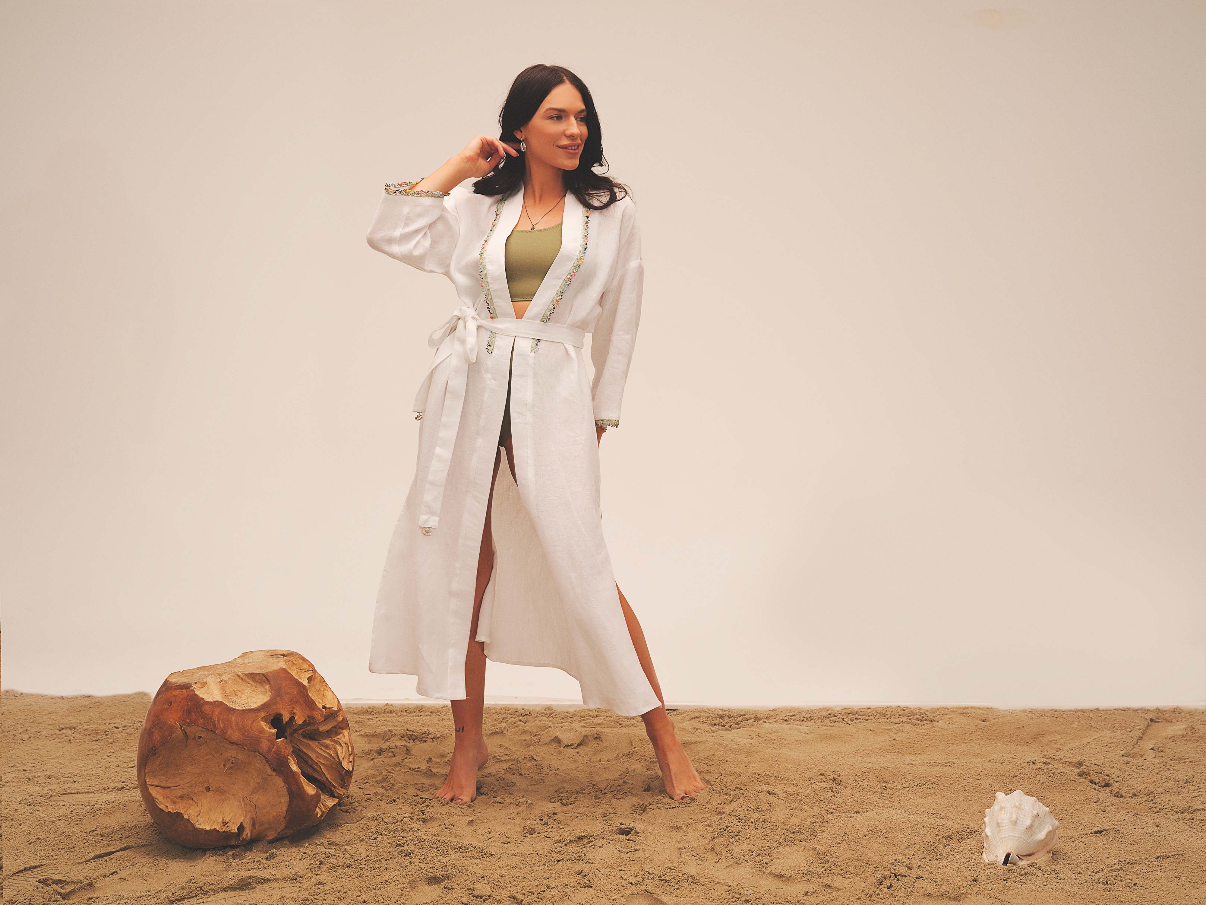 Fan Kaftan Long Black-White