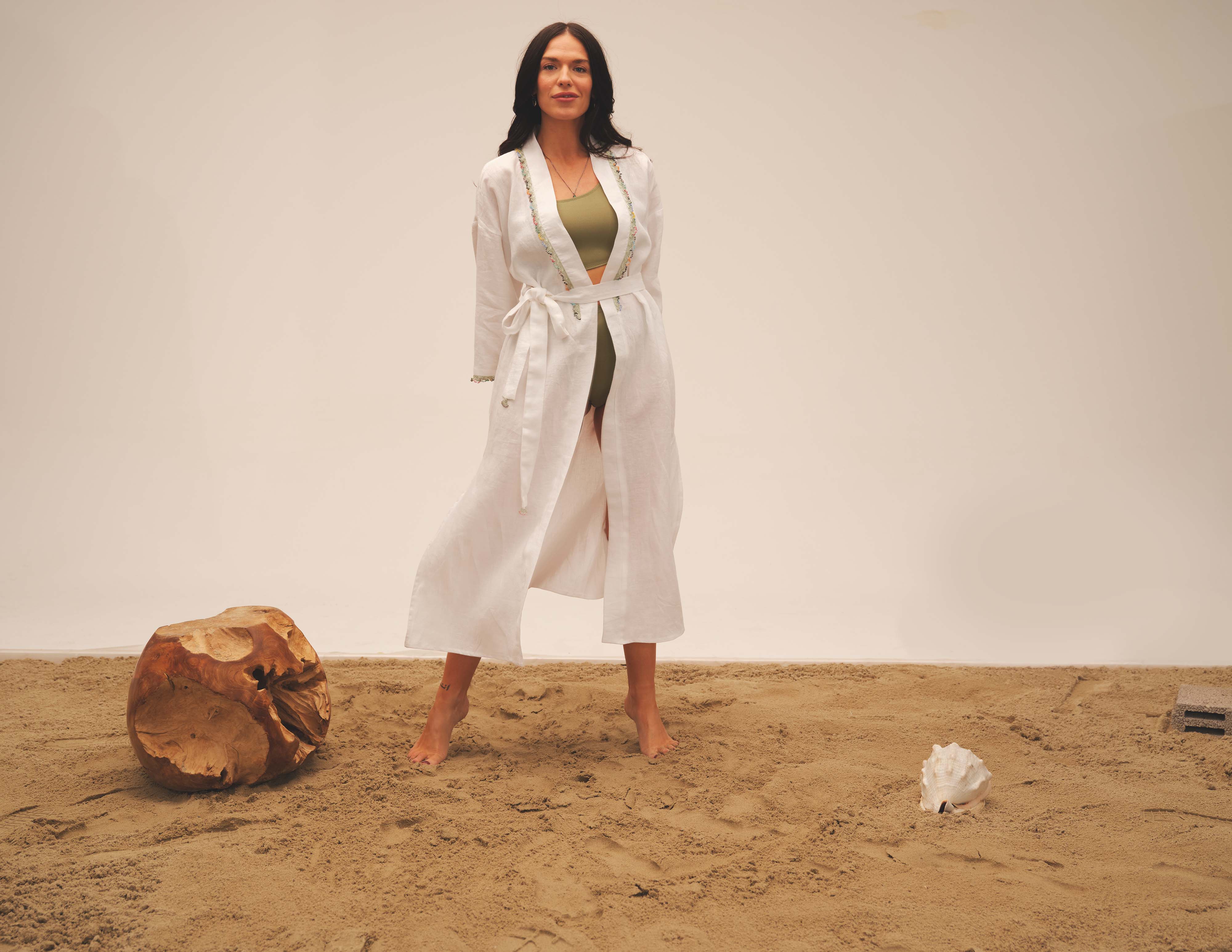 Fan Kaftan Long Black-White