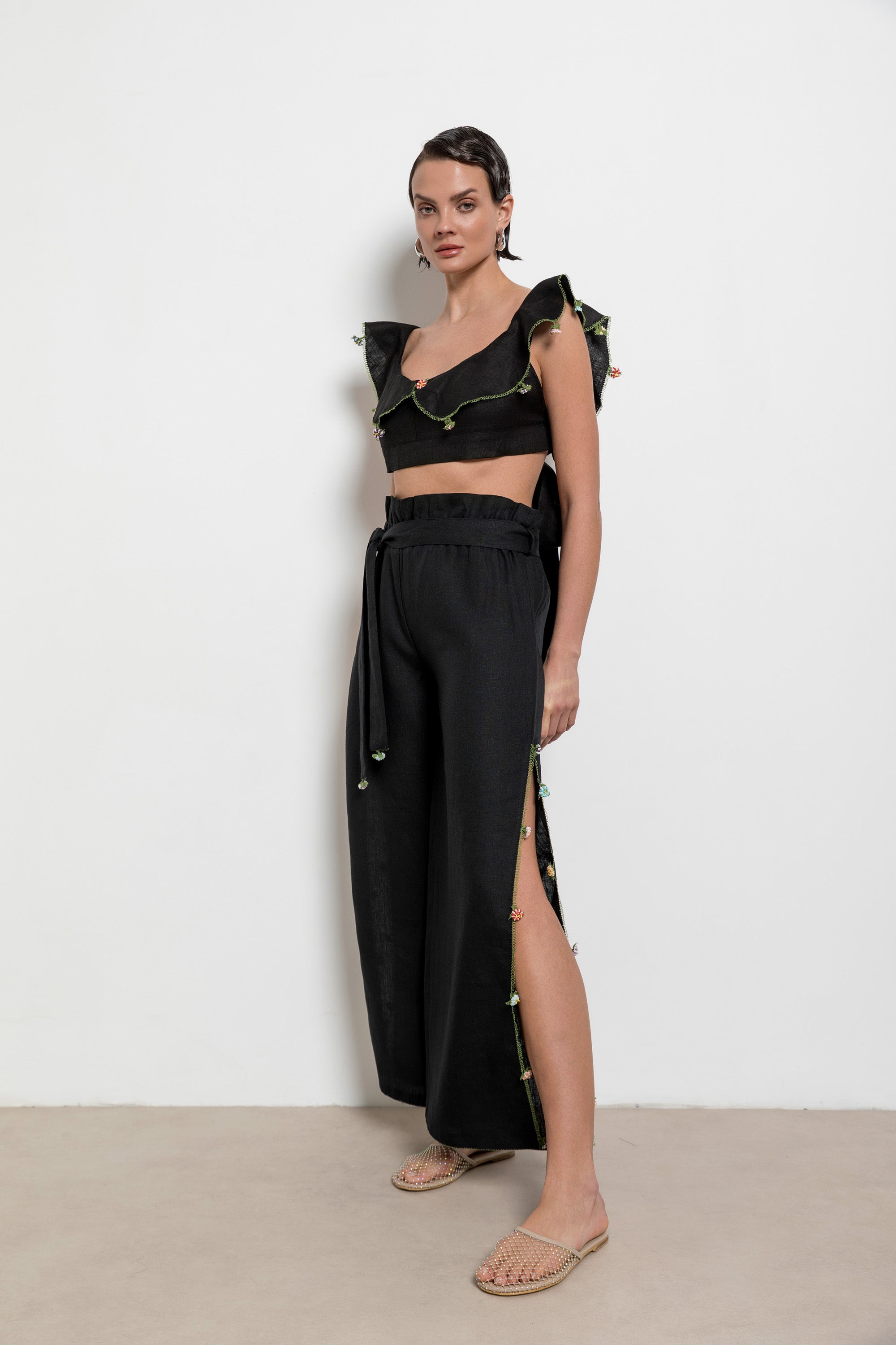 Adalya Crop Top Black-Ecru