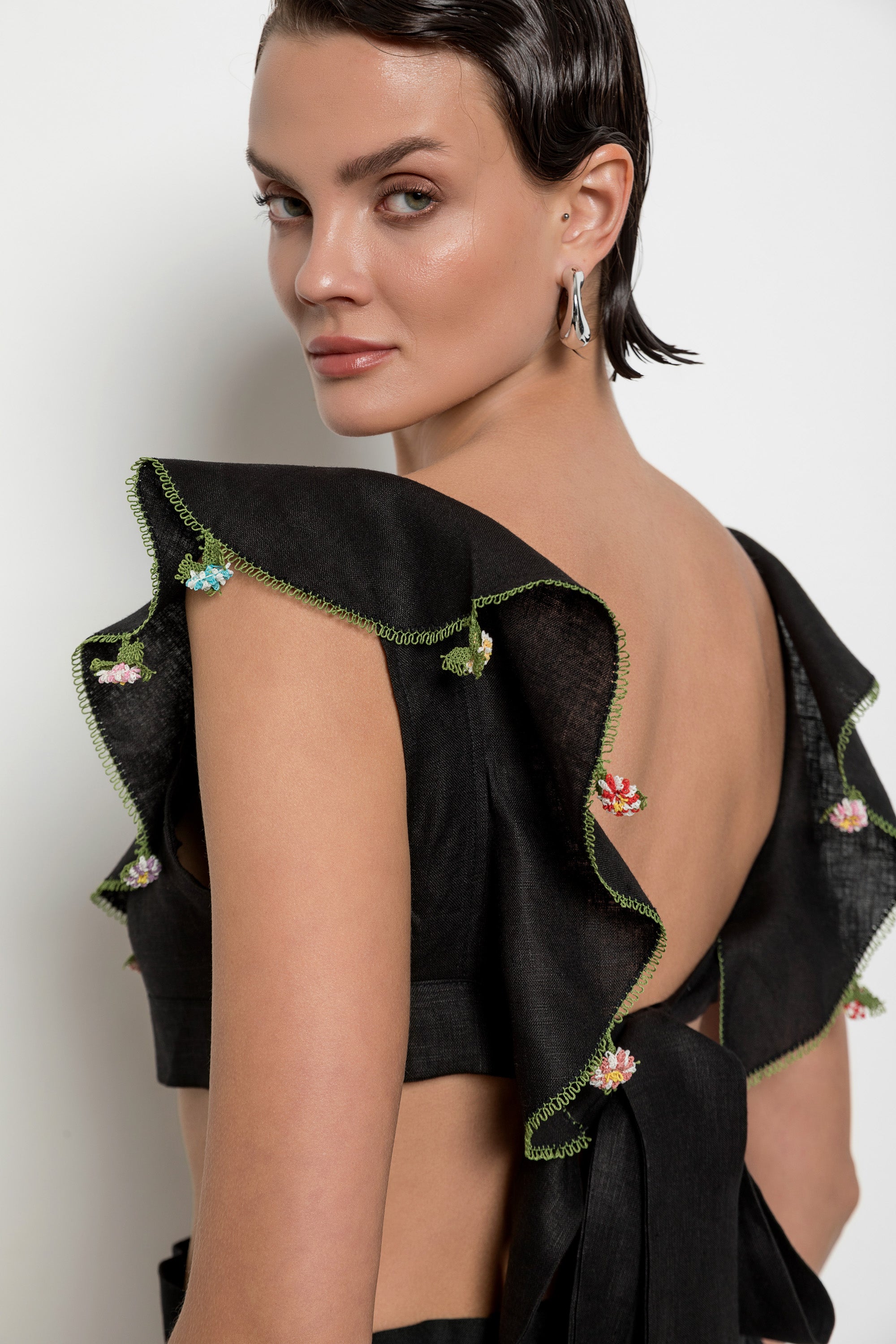 Adalya Crop Top Black-Ecru