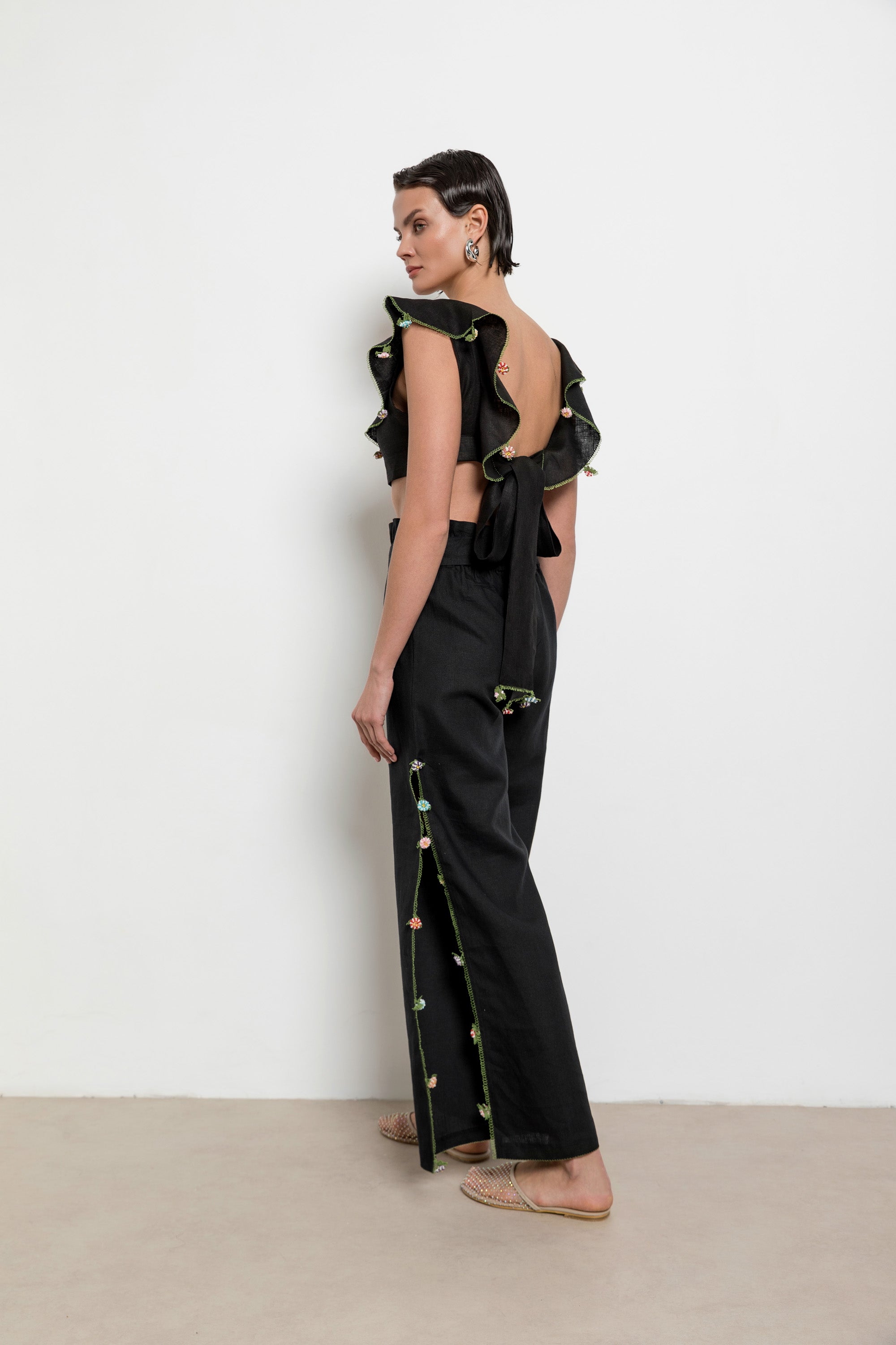Adalya Crop Top Black-Ecru