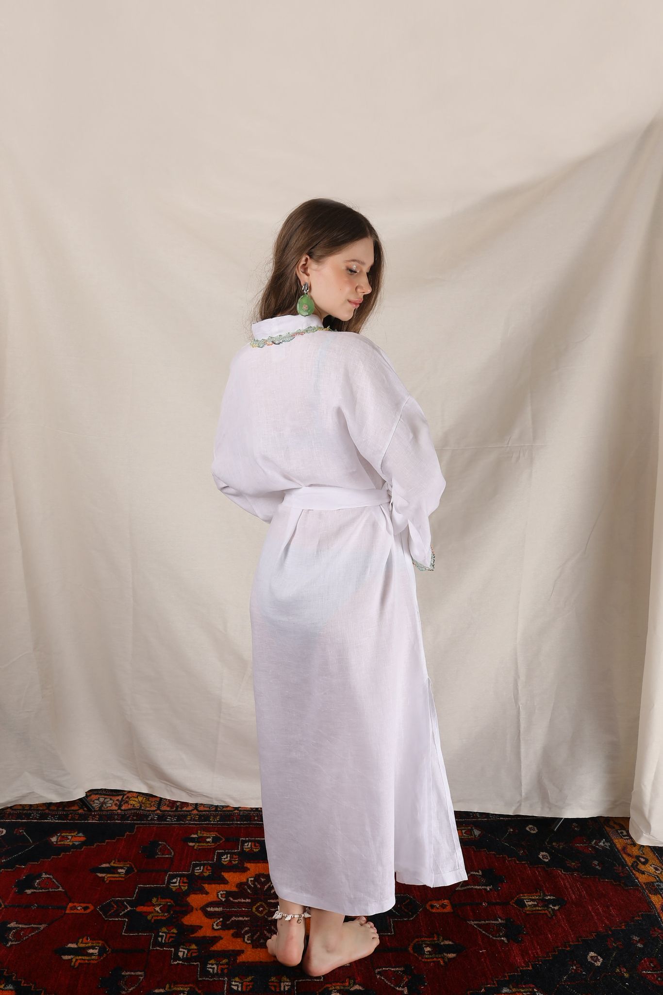 Fan Kaftan Long Black-White