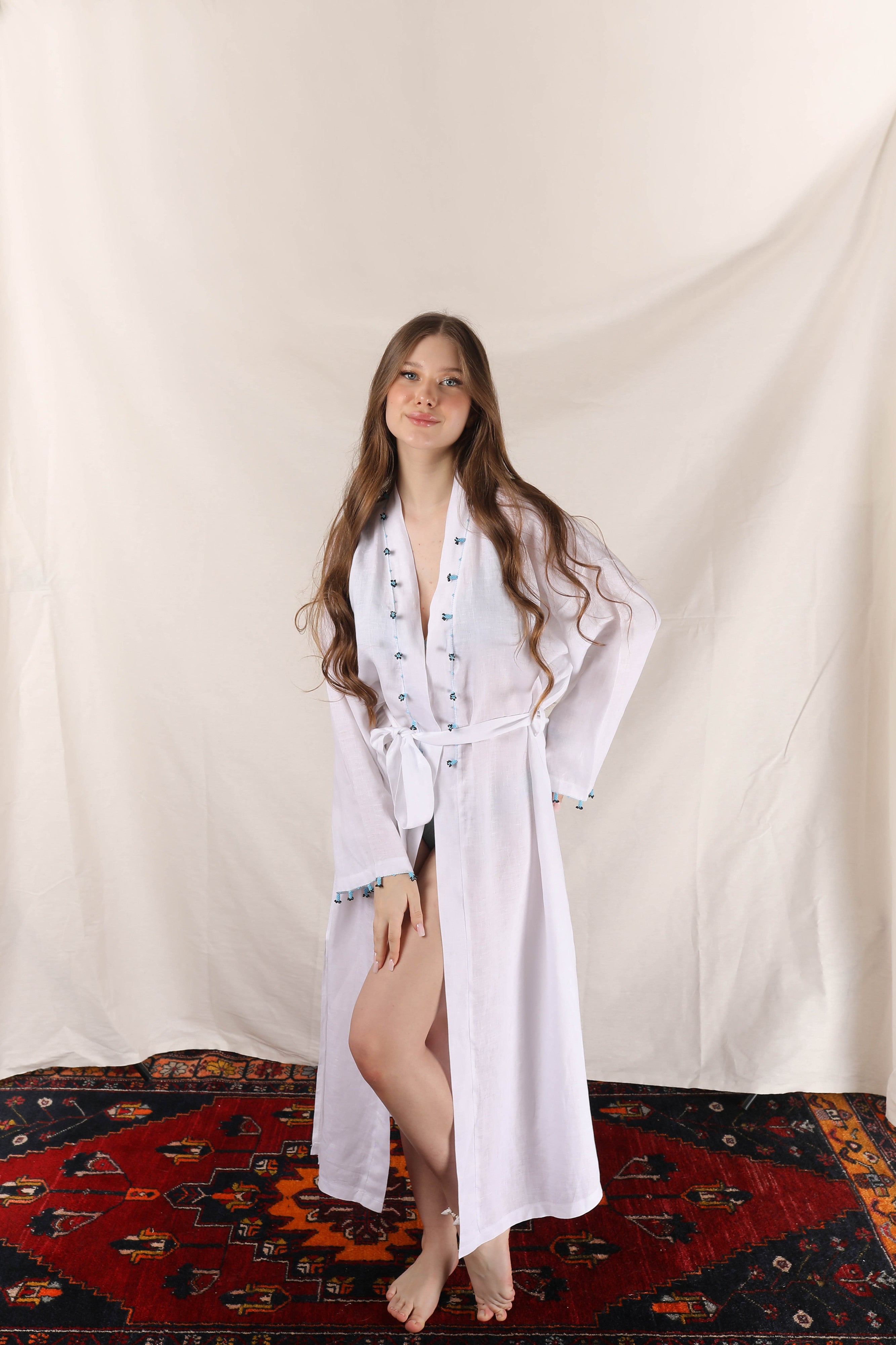 Hyacinth Long Kaftan Black and White